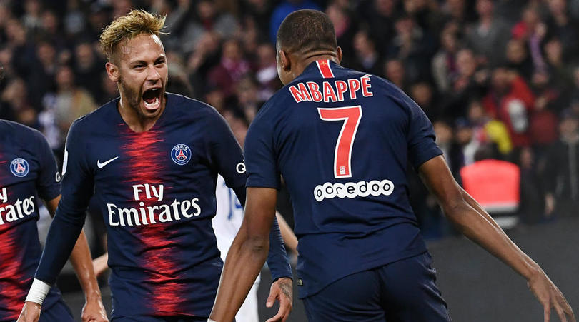 Kylian Mbappe and Neymar of Paris Saint-Germain