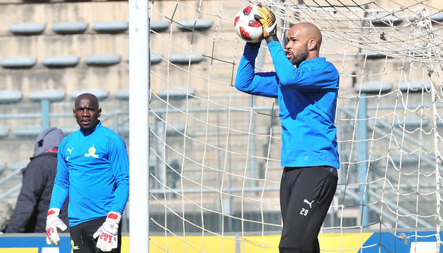 Reyaad Pieterse of Mamelodi Sundowns warm up during the 2018 MTN8 quarter finals match between Mamelodi Sundowns and Golden Arrows at Lucas Moripe Stadium, Pretoria on 11August 2018