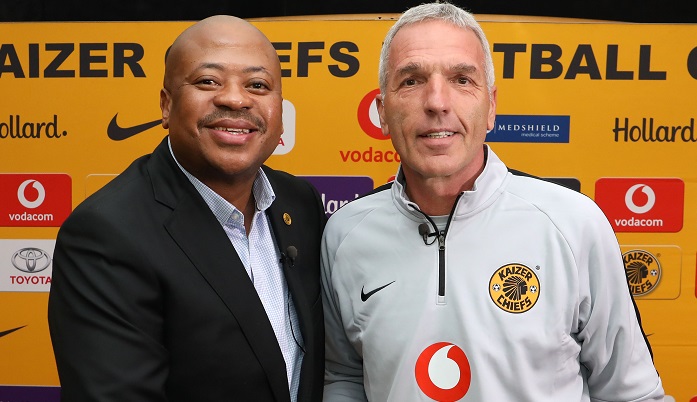 Ernst Middendorp, coach of Kaizer Chiefs with Bobby Motaung