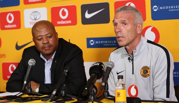 Ernst Middendorp, coach of Kaizer Chiefs with Football Manager Bobby Motaung