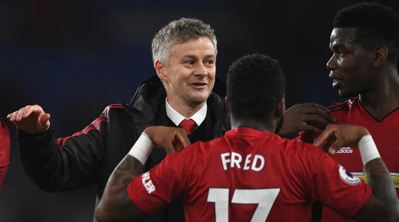 Manchester United's Ole Gunnar Solskjaer, Fred and Paul Pogba