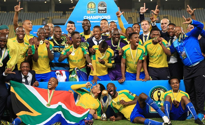 Mamelodi Sundowns celebrate after winning the 2016 Caf Champions League