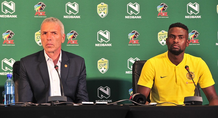 Ernst Middendorp, coach of Kaizer Chiefs and defender Kgotso Moleko