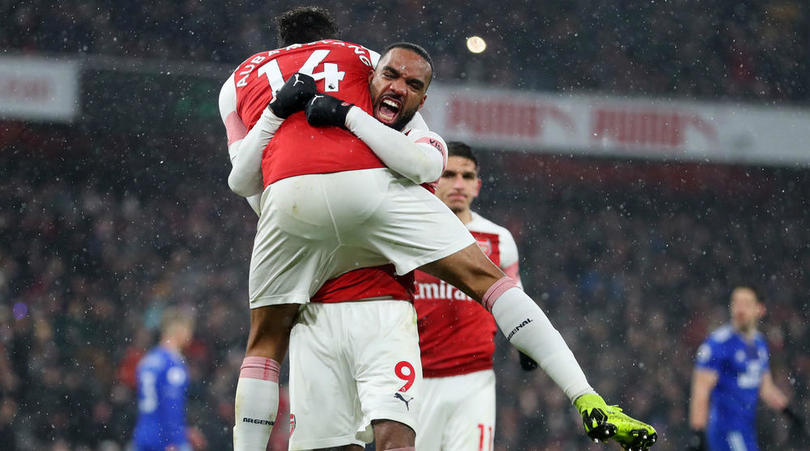 Pierre-Emerick Aubameyang and Alexandre Lacazette of Arsenal