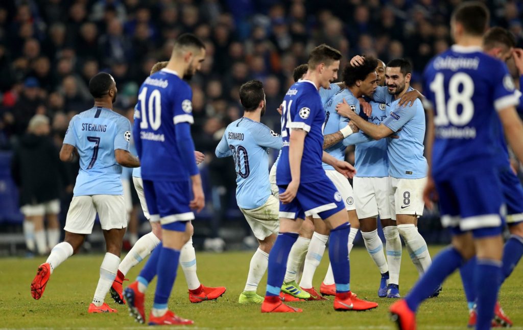 10-man City strike late through Sane,Sterling