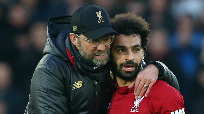 Jurgen Klopp and Mohamed Salah of Liverpool