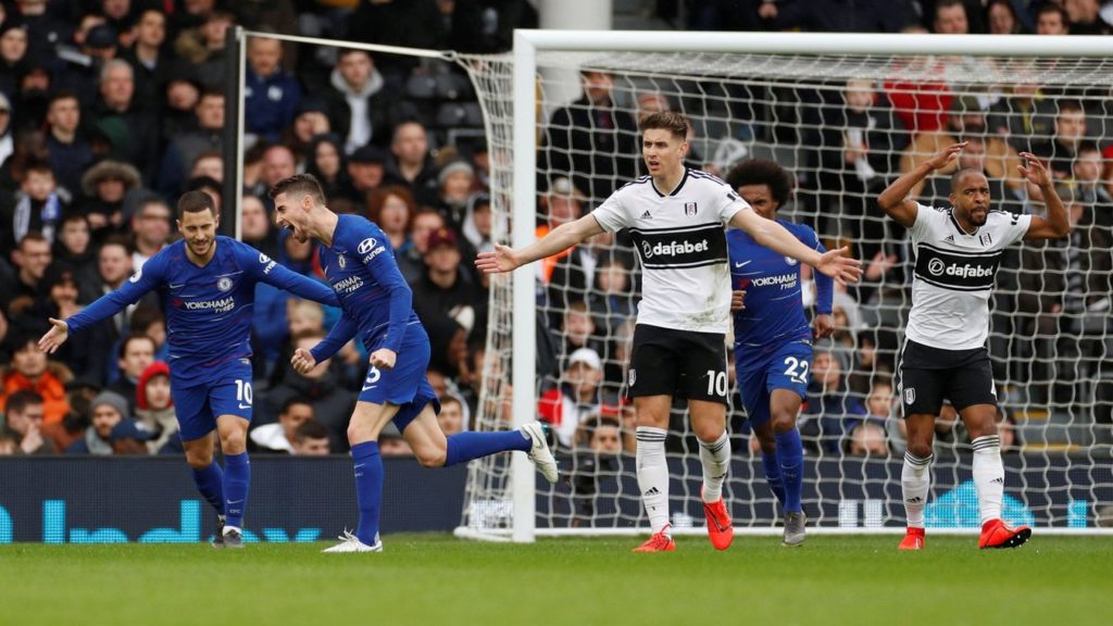 Jorginho fires Chelsea past Fulham