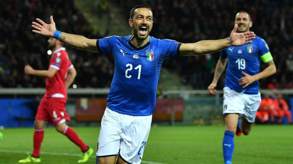 Euro wrap: Quagliarella makes history in Azzurri romp