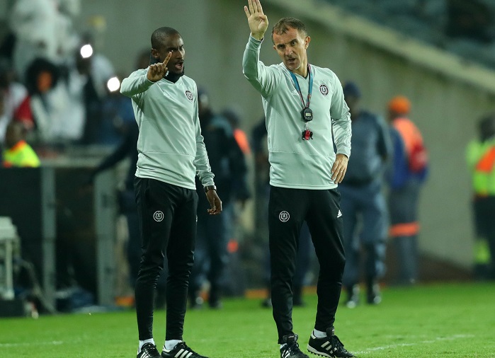 Rhulani Mokwena, assistant coach of Orlando Pirates and head coach Milutin Sredojevic