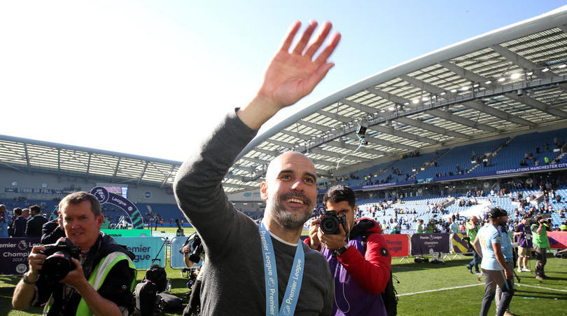 Manchester City manager Pep Guardiola celebrates