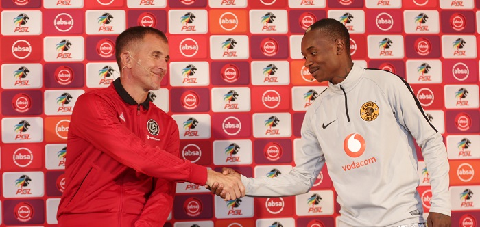 Milutin Sredojevic coach of Orlando Pirates and Khama Billiat of Kaizer Chiefs