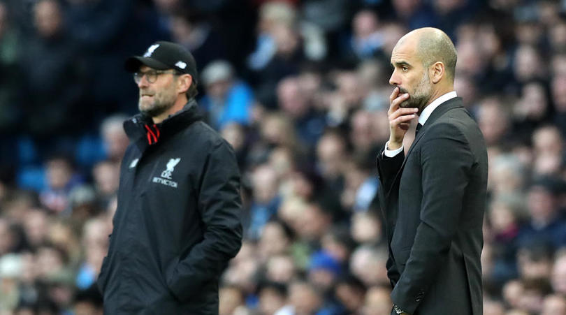 Liverpool manager Jurgen Klopp and Manchester City manager Pep Guardiola