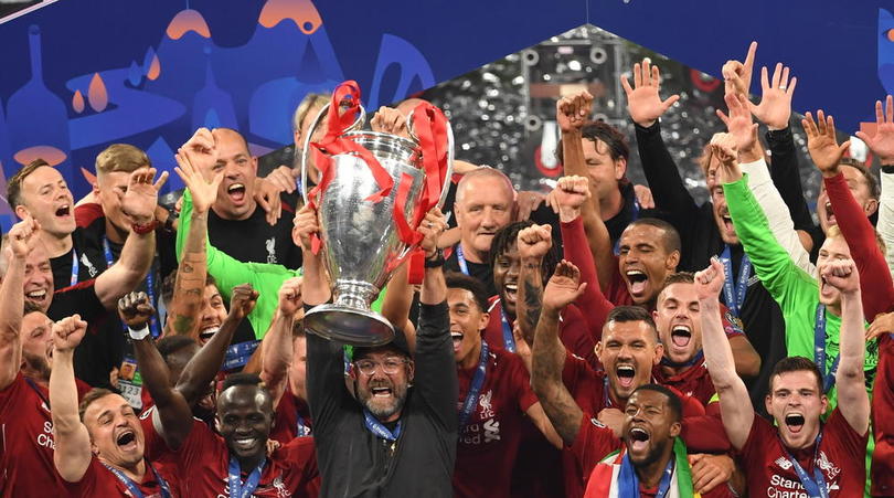 Liverpool manager Jurgen Klopp lifts the UEFA Champions League Trophy following the UEFA Champions League Final at the Wanda Metropolitano, Madrid.