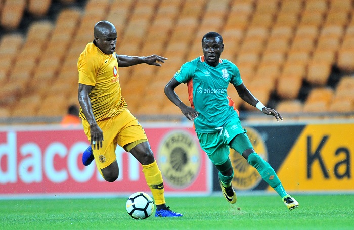 Lazarous kambole of Zesco challenged by Willard Katsande of Kaizer Chiefs