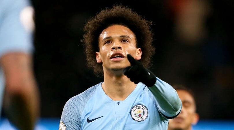 Manchester City's Leroy Sane celebrates scoring his side's second goal of the game