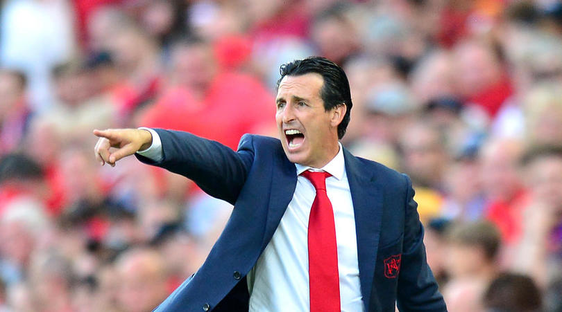 Arsenal manager Unai Emery during the Premier League match at Anfield, Liverpool.