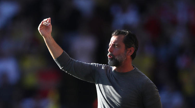 Watford manager Quique Sanchez Flores gestures on the touchline during the Premier League match at Vicarage Road, Watford.