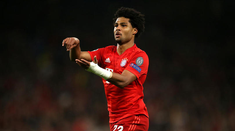 Bayern Munich's Serge Gnabry celebrates scoring his side's third goal of the game during the UEFA Champions League match at Tottenham Hotspur Stadium, London.