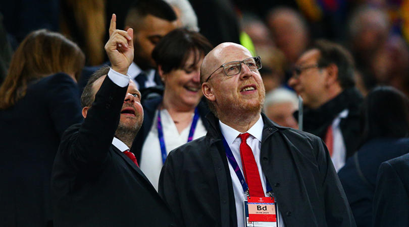 Manchester United co-owner Avram Glazer talks to club chief executive Ed Woodward ahead of the UEFA Champions League match at Camp Nou, Barcelona. Picture date: 16th April 2019. Picture credit should read: Craig Mercer/Sportimage via PA Images