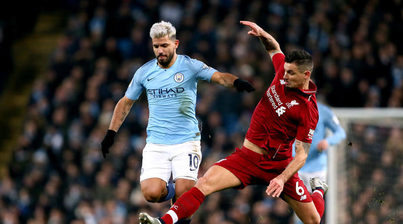 Liverpool's Dejan Lovren and Manchester City's Sergio Aguero