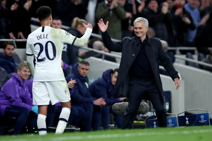 Tottenham Hotspur manager Jose Mourinho and midfielder Dele Alli