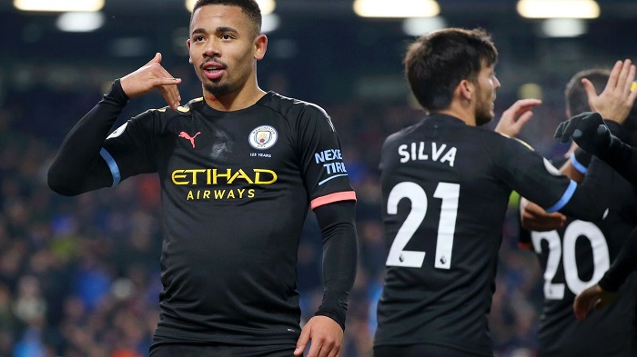 Gabriel Jesus of Manchester City celebrates after scoring