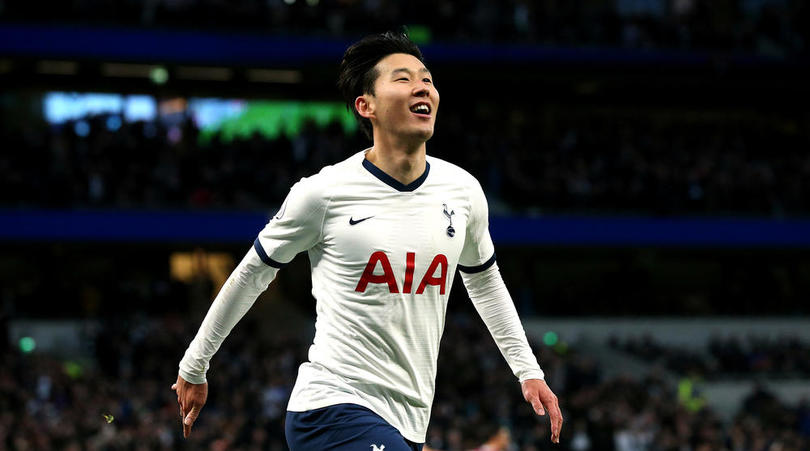 Tottenham Hotspur's Son Heung-min celebrates scoring his side's third goal of the game during the Premier League match at the Tottenham Hotspur Stadium, London.