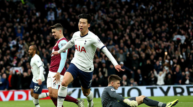 Tottenham Hotspur's Son Heung-min celebrates scoring his side's third goal of the game during the Premier League match at the Tottenham Hotspur Stadium, London.