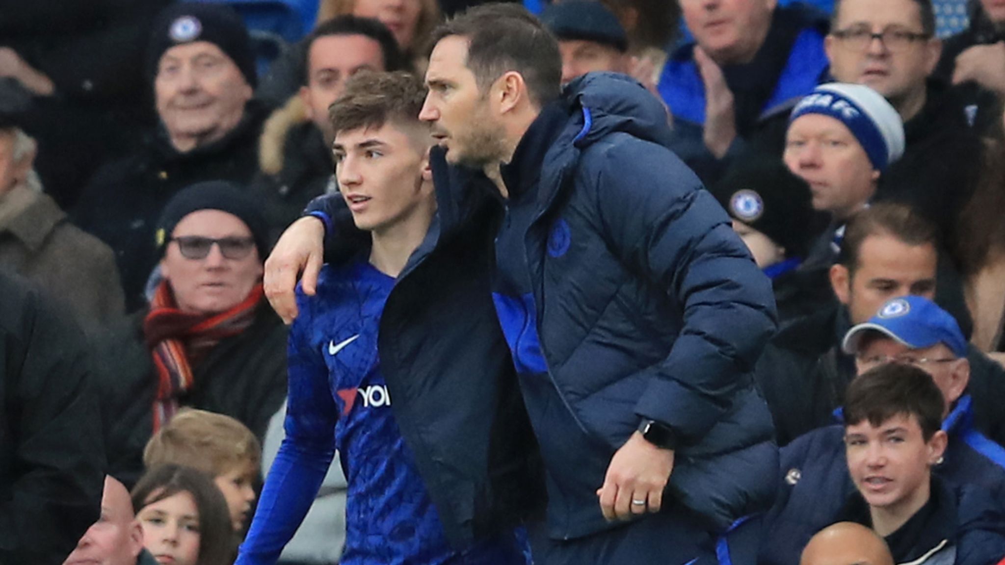 Frank Lampard and Billy Gilmour of Chelsea